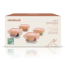 Miniland tunisie materna.tn Set de 4 recipients en verre Bunny