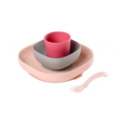 Beaba tunisie materna.tn Coffret repas en silicone 4 pièces rose