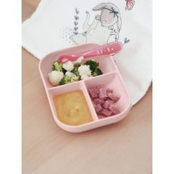 Beaba tunisie materna.tn Set repas silicone avec ventouse rose