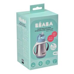 Beaba tunisie materna.tn Tasse paille inox 250ml Windy blue