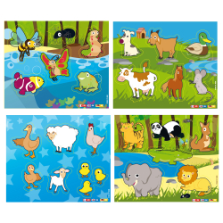 Lot de 4 Puzzle les animaux