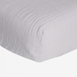 DRAP HOUSSE MOUSSELINE GRIS